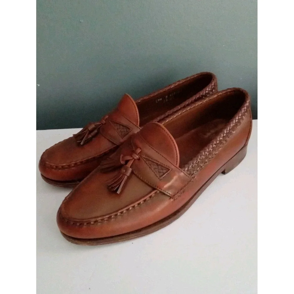 Leather Tassel Loafers Braided Trim Dress Shoes‎
